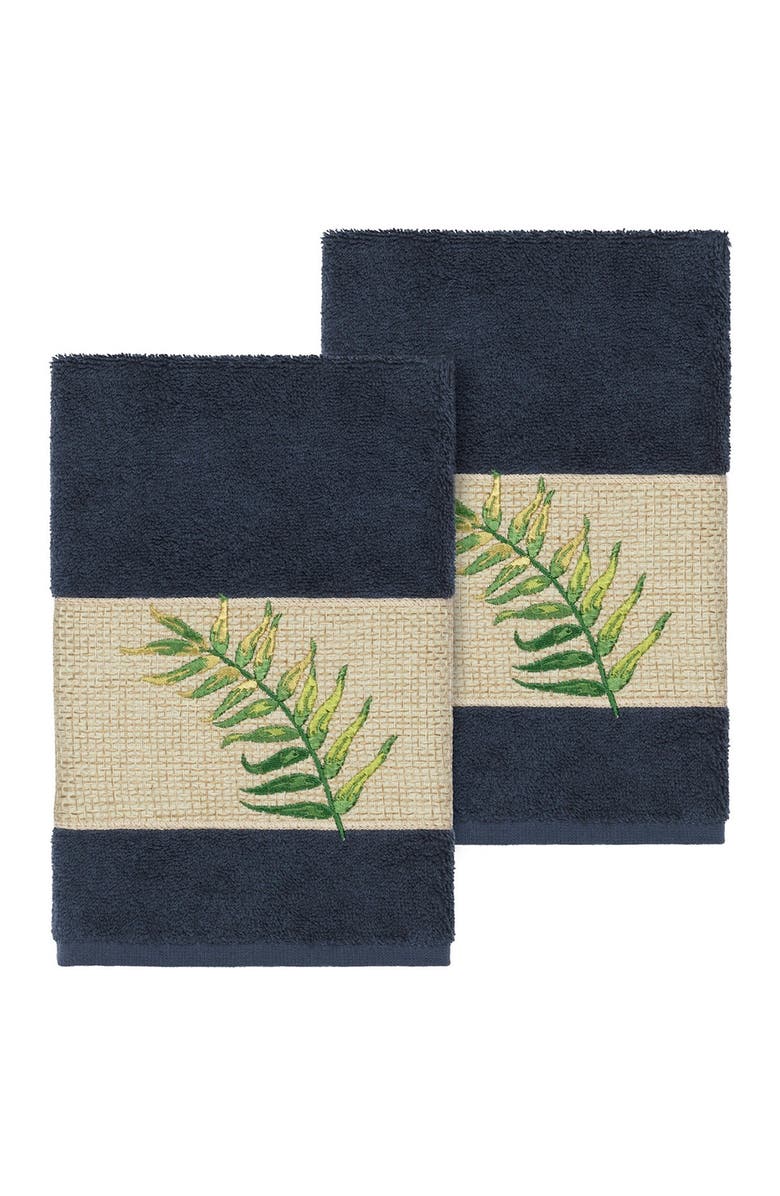 Linum Home Textiles Zoe Embellished Hand Towel - Set of 2 - Midnight Blue, Main, color, Midnight Blue