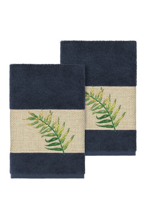 Zoe Embellished Hand Towel - Set of 2 - Midnight Blue