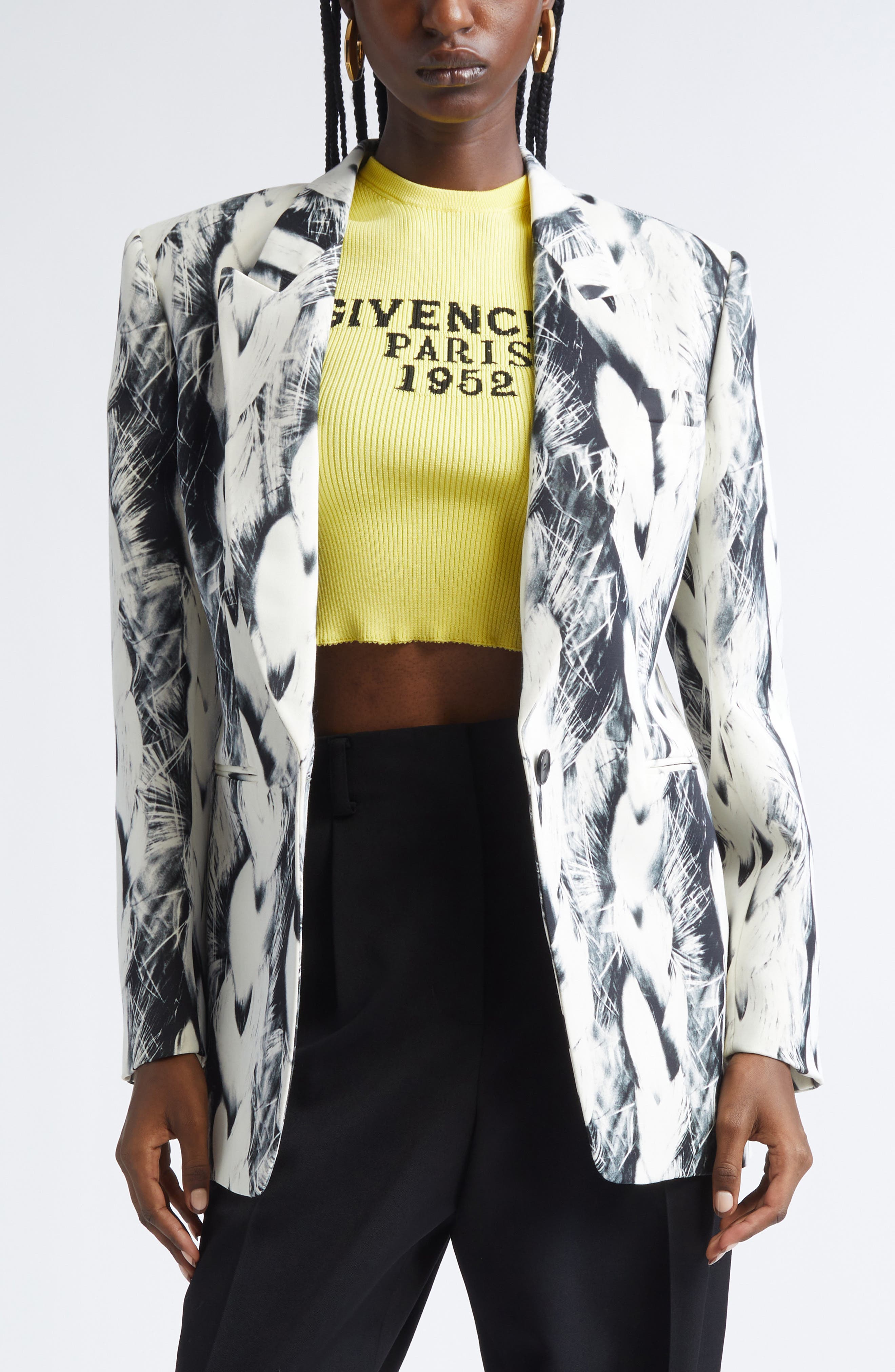 Hair Print Wool Blend Blazer