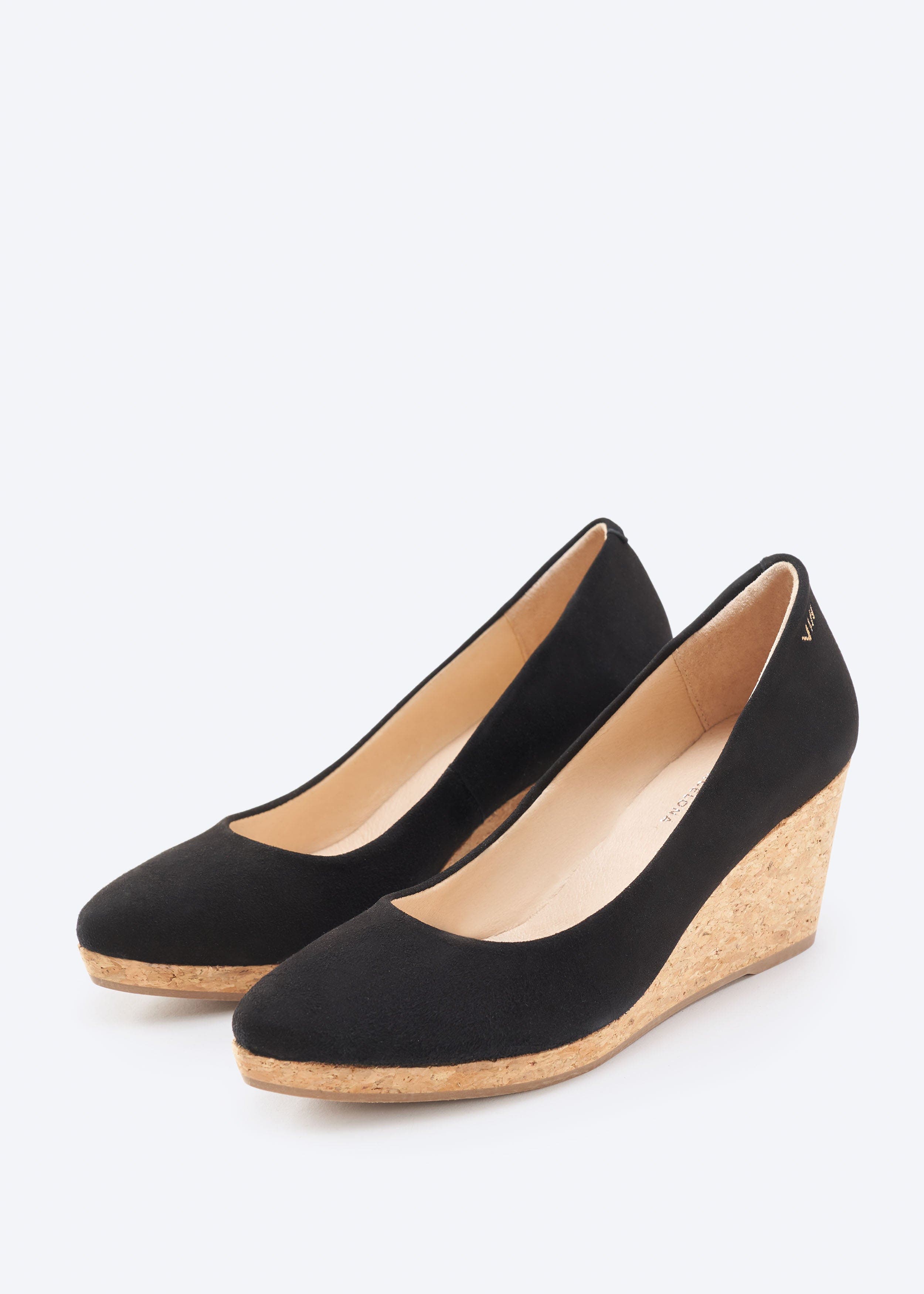 VISCATA Riera Suede Cork Wedges, Alternate, color, Black