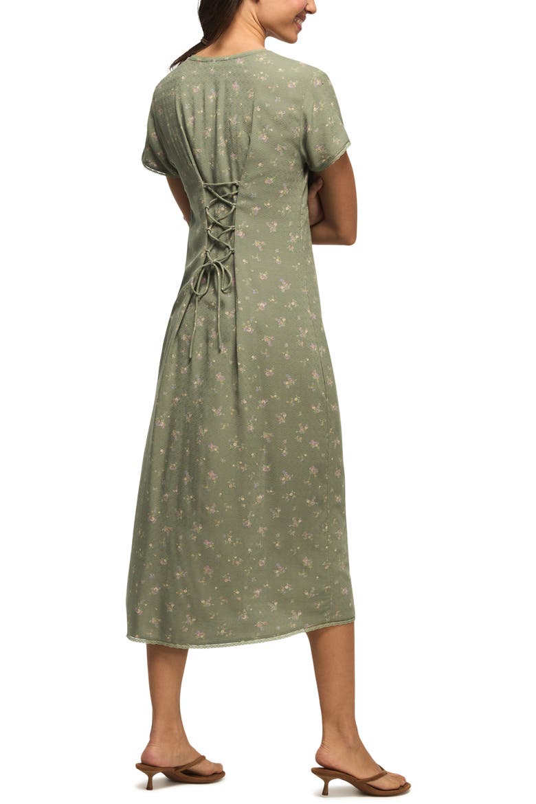 Simone Floral Midi Dress, Alternate, color, OLIVE FLORAL