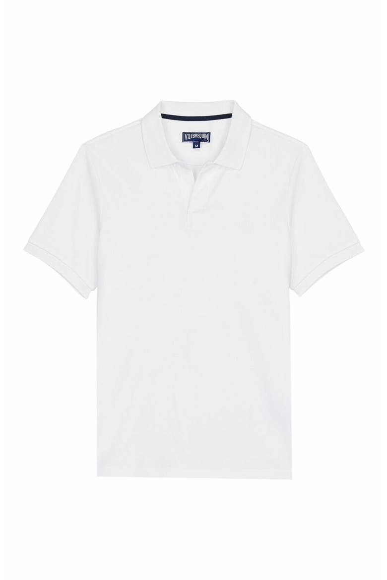 Men's Solid Cotton Polo, Alternate, color, BLANC