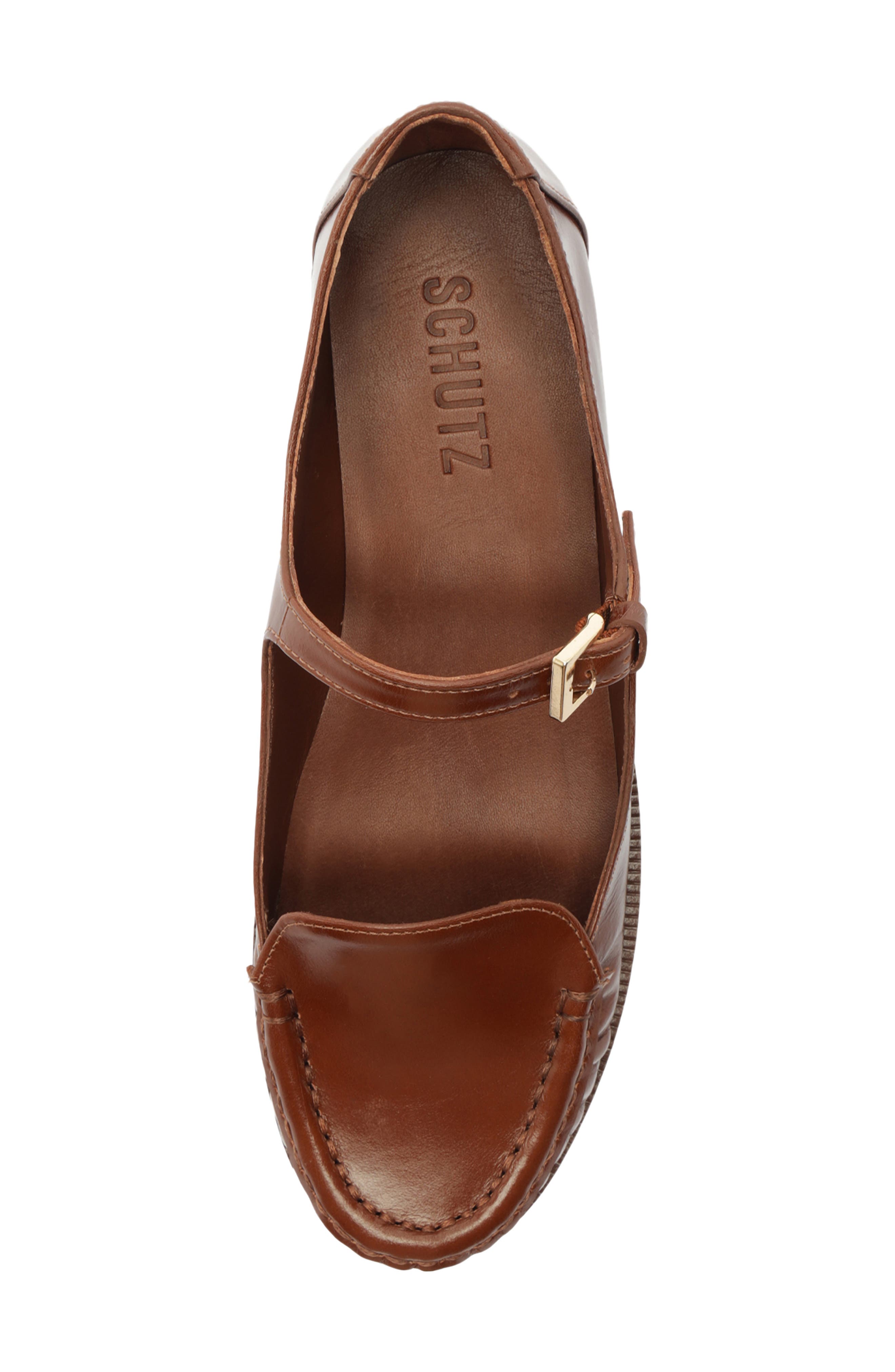 Tyla Buckle Leather Mary Jane Flat, Alternate, color, WARM TOFFEE