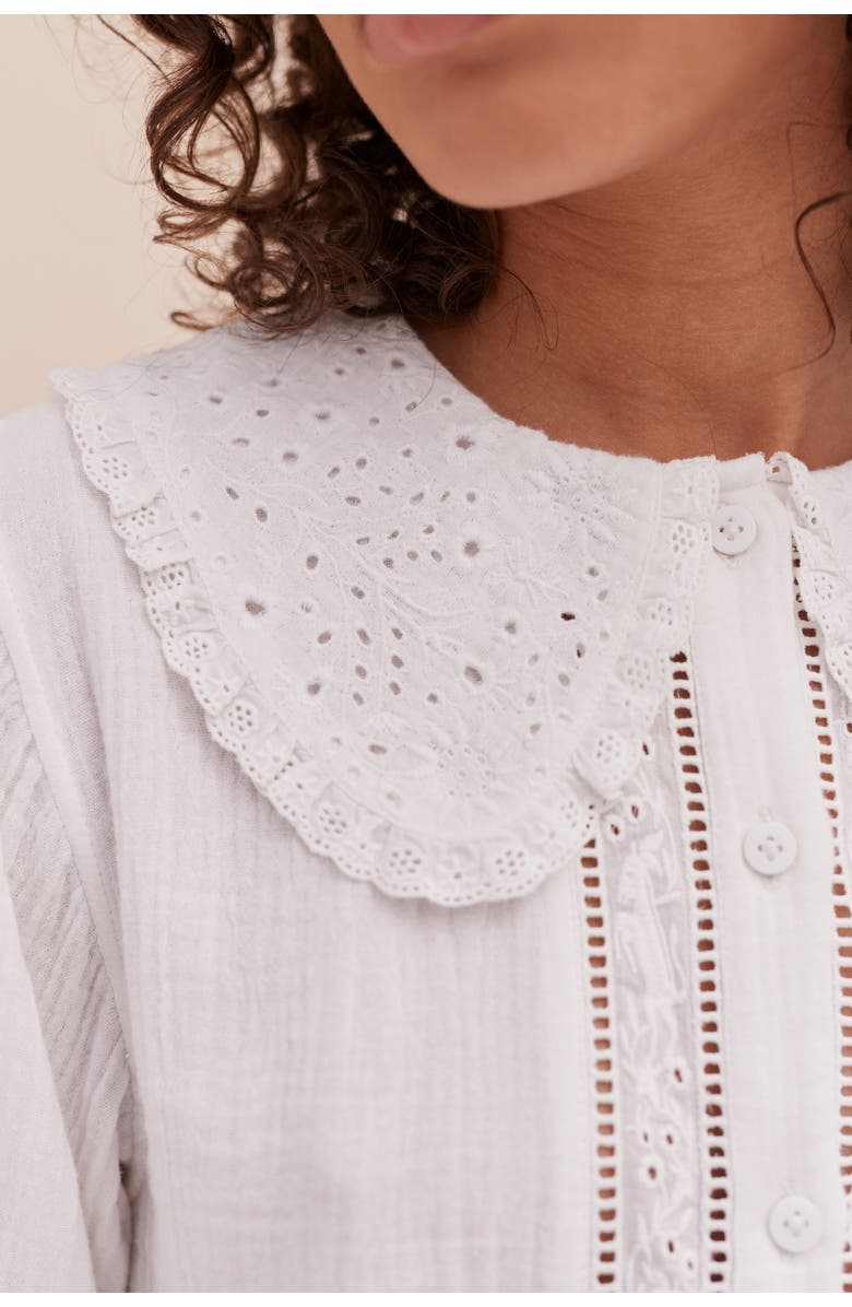 Desmond & Dempsey Fancy Collar & Pocket Trouser Pajama Set, Alternate, color, White