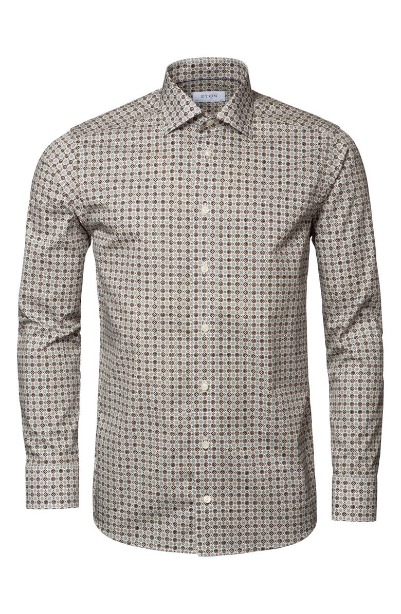 Eton Slim Fit Medallion Print Dress Shirt, Alternate, color,