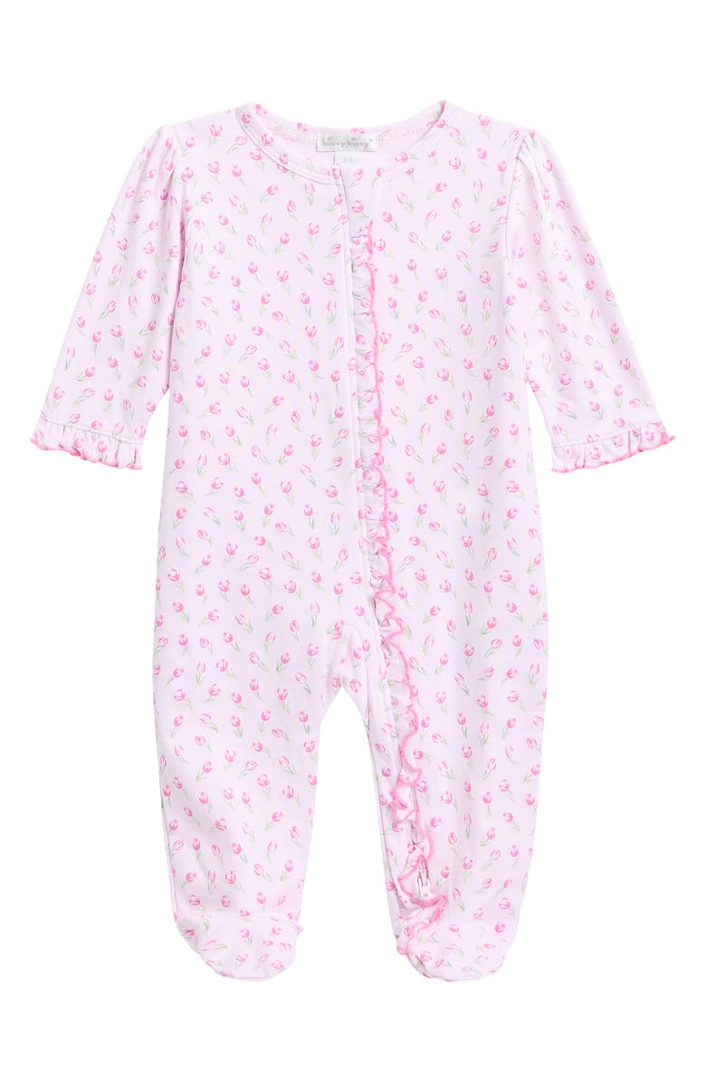 Kissy Kissy Tulip Print Pima Cotton Zip Footie, Main, color, 