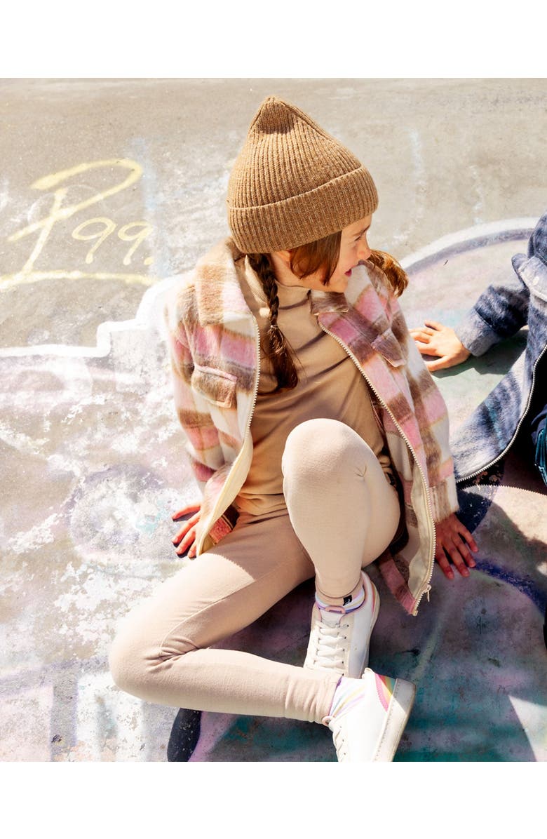 Deux par Deux Girl's Super Soft Brushed Mock Neck Top Medium Beige, Alternate, color, 