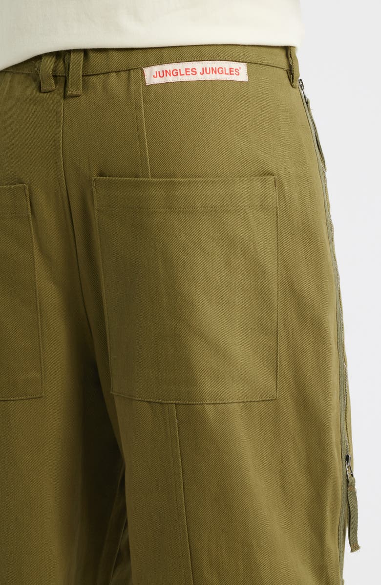 JUNGLES Stash Relaxed Wide Leg Cotton Twill Cargo Pants, Alternate, color, Green