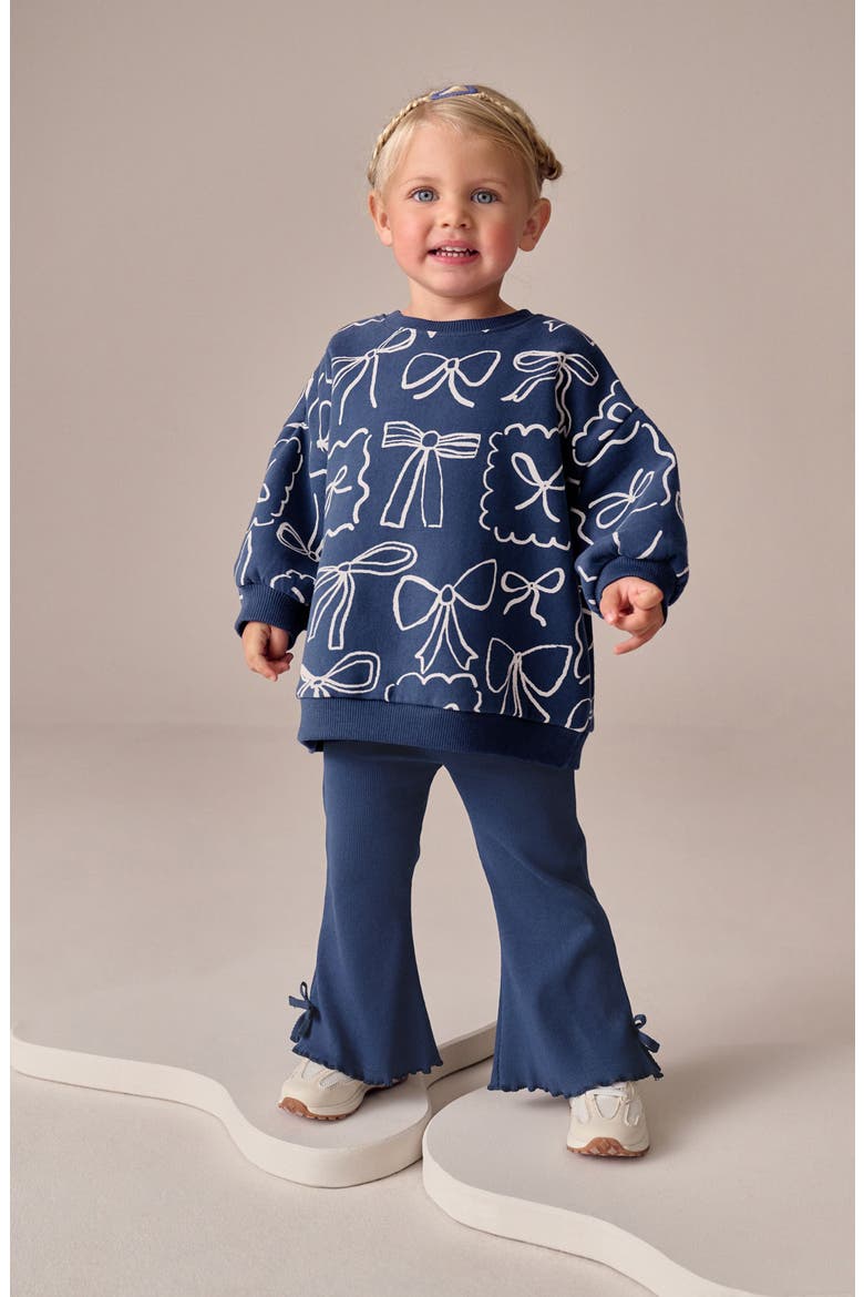 Print Sweatshirt & Flare Leggings Set, Alternate, color, BLUE