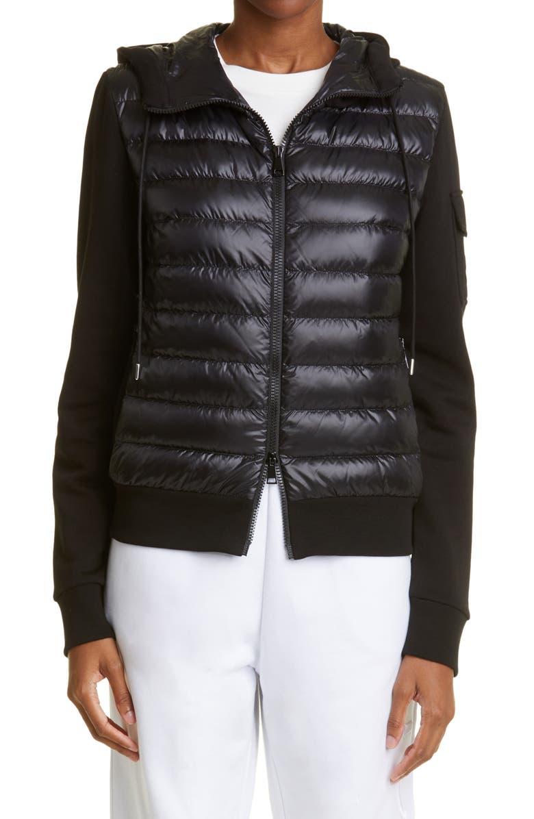 Moncler Hooded Mixed Media Puffer Jacket, Main, color, 