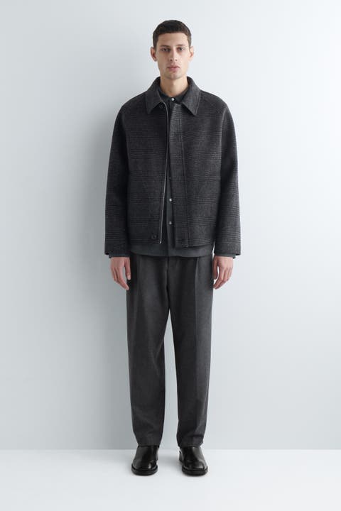 Reversible Checked / Herringbone Wool Sports Jacket