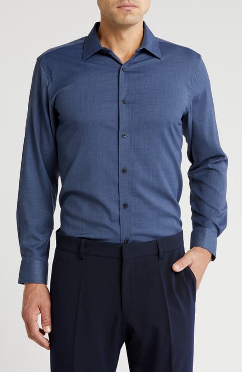 Denim Performance Button-Up Shirt