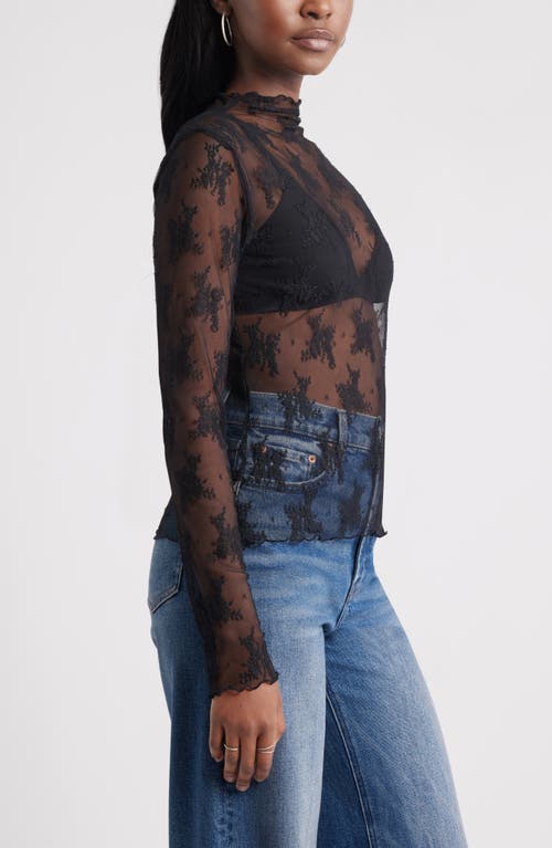 Treasure & Bond Sheer Lace Top In Black