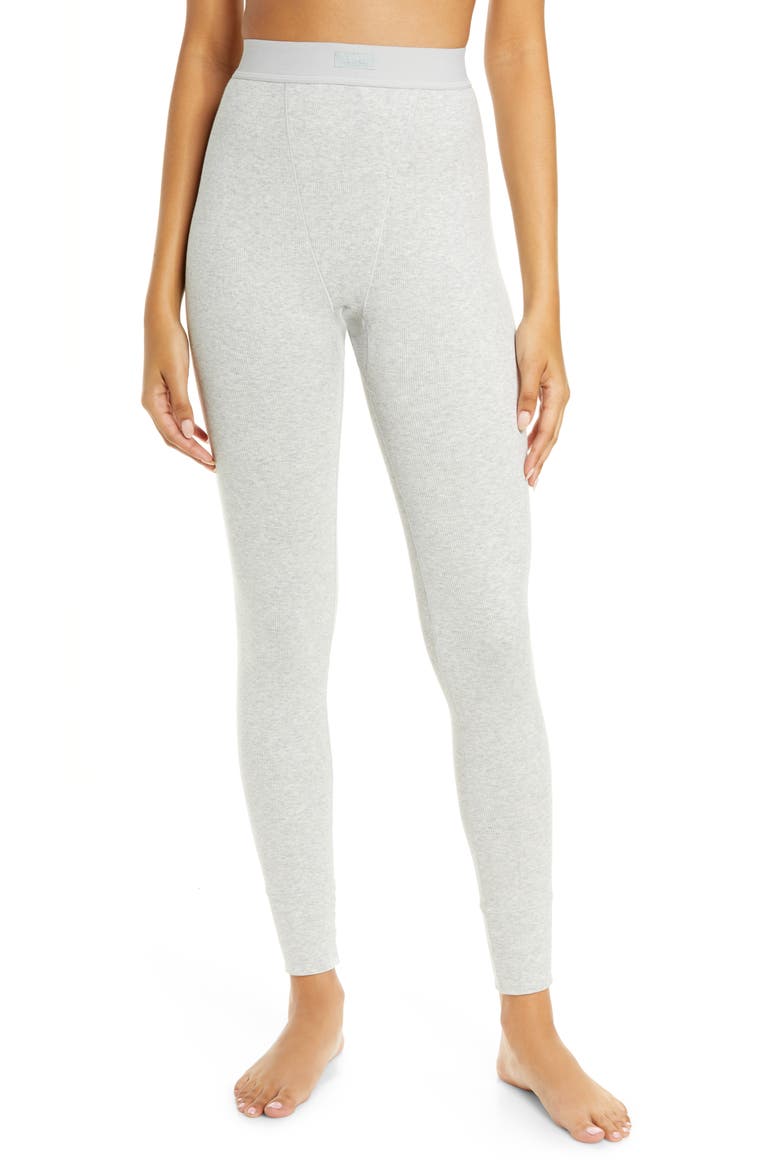 Stretch Cotton Rib Leggings, Main, color, LIGHT HEATHER GRAY