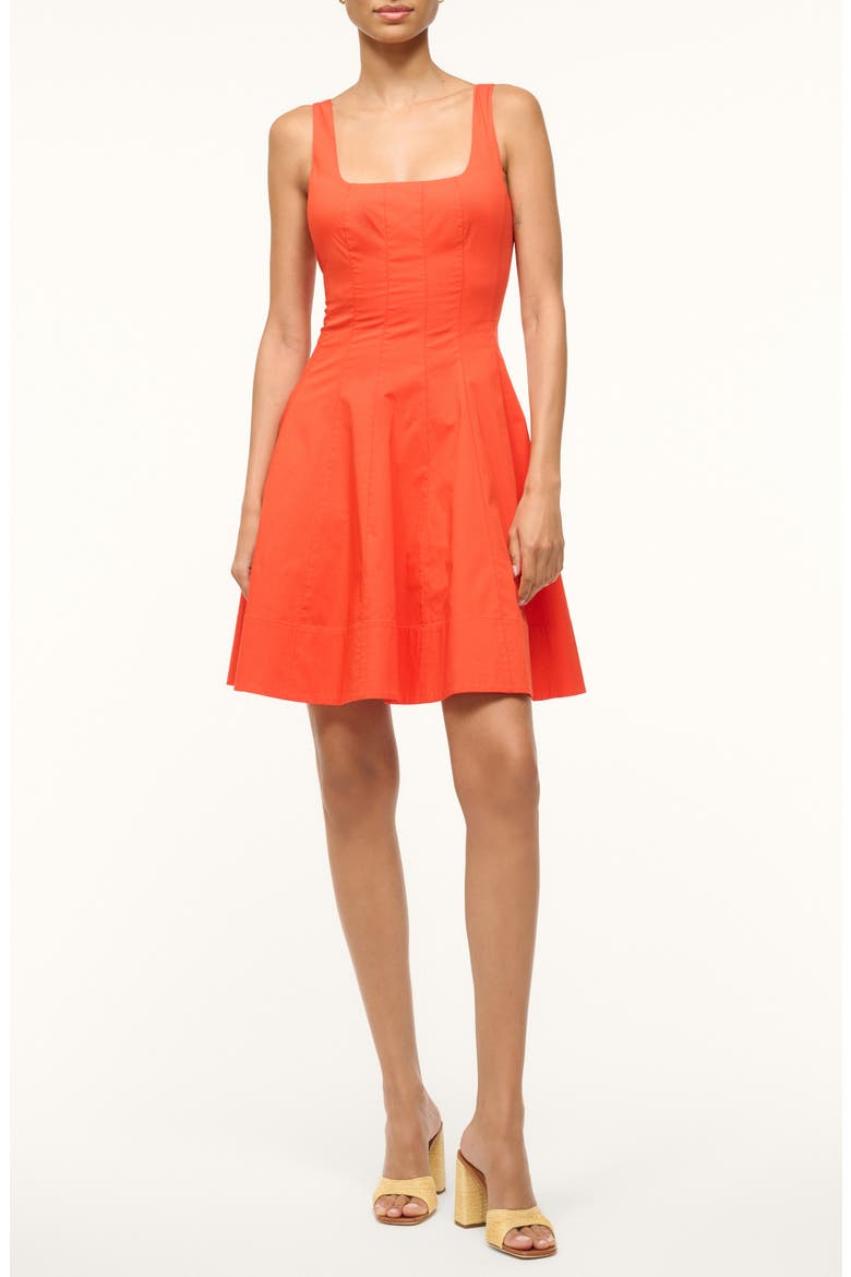 Wells Seamed Stretch Cotton Minidress, Main, color, CAYENNE