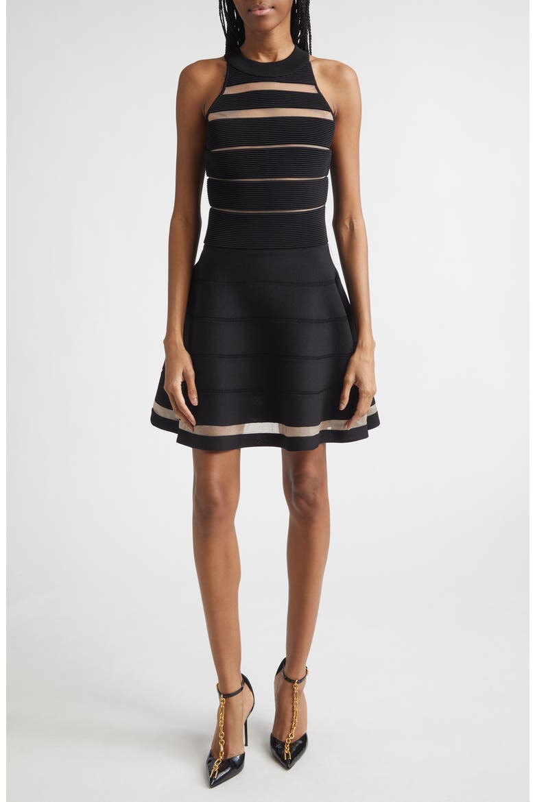 Stripe Ottoman Stitch Sweater Dress, Main, color, 0PA BLACK
