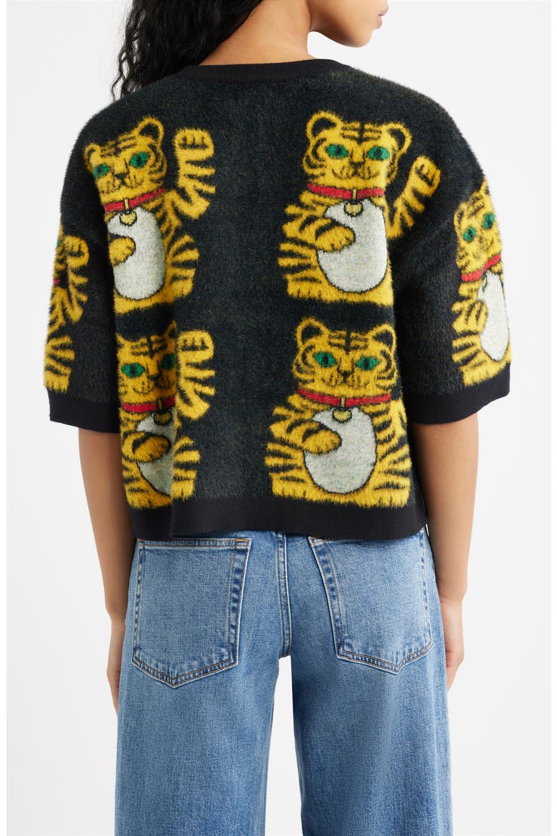 Lucky You Knit Tiger Top, Alternate, color, BLACK LUCKY KITTY