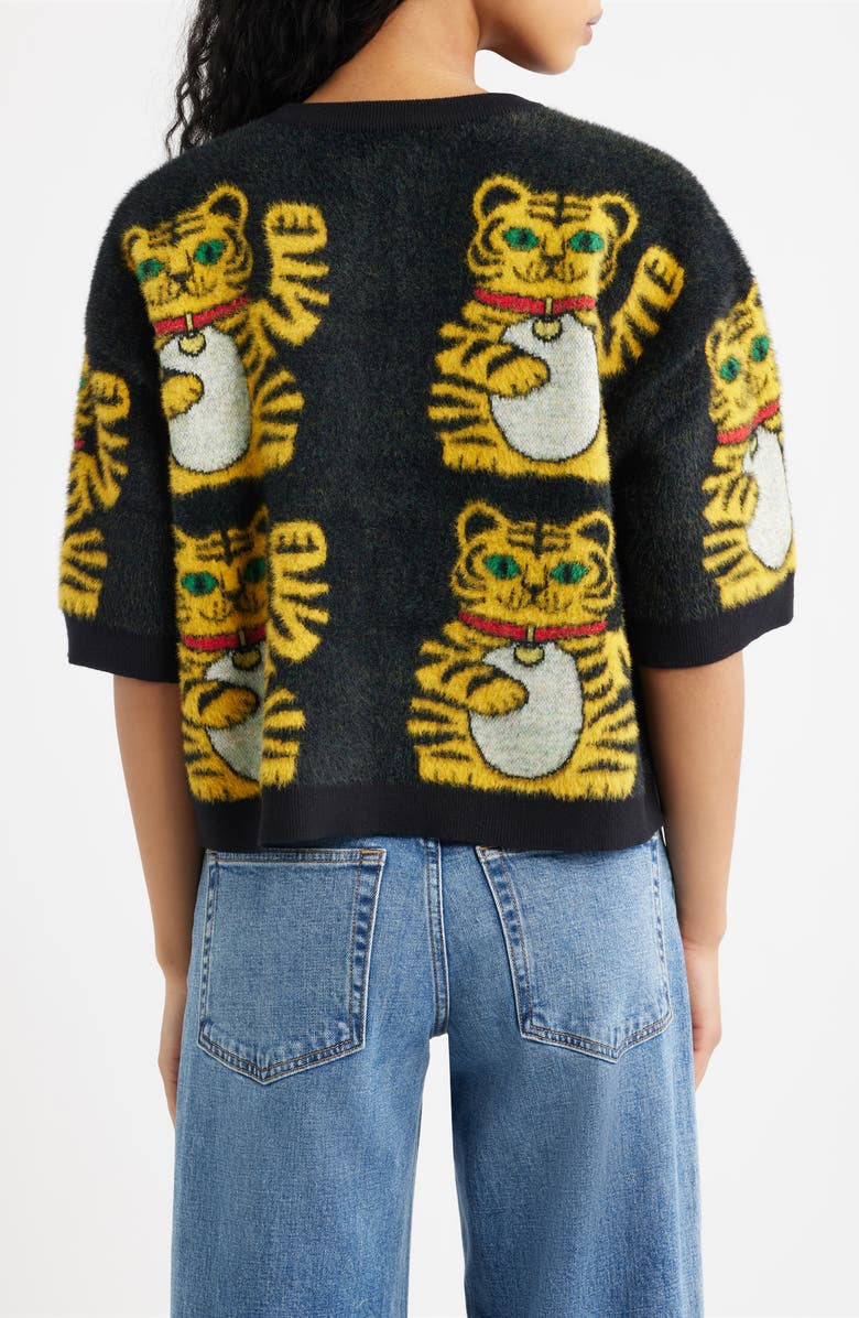 Dressed in Lala Lucky You Knit Tiger Top, Alternate, color, Black Lucky Kitty