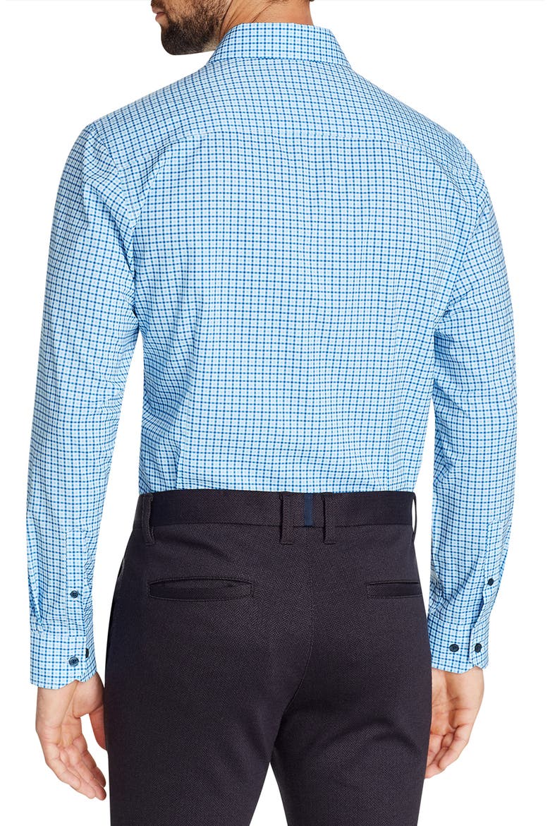 Trim Fit Check Performance Stretch Dress Shirt, Alternate, color, BLUE