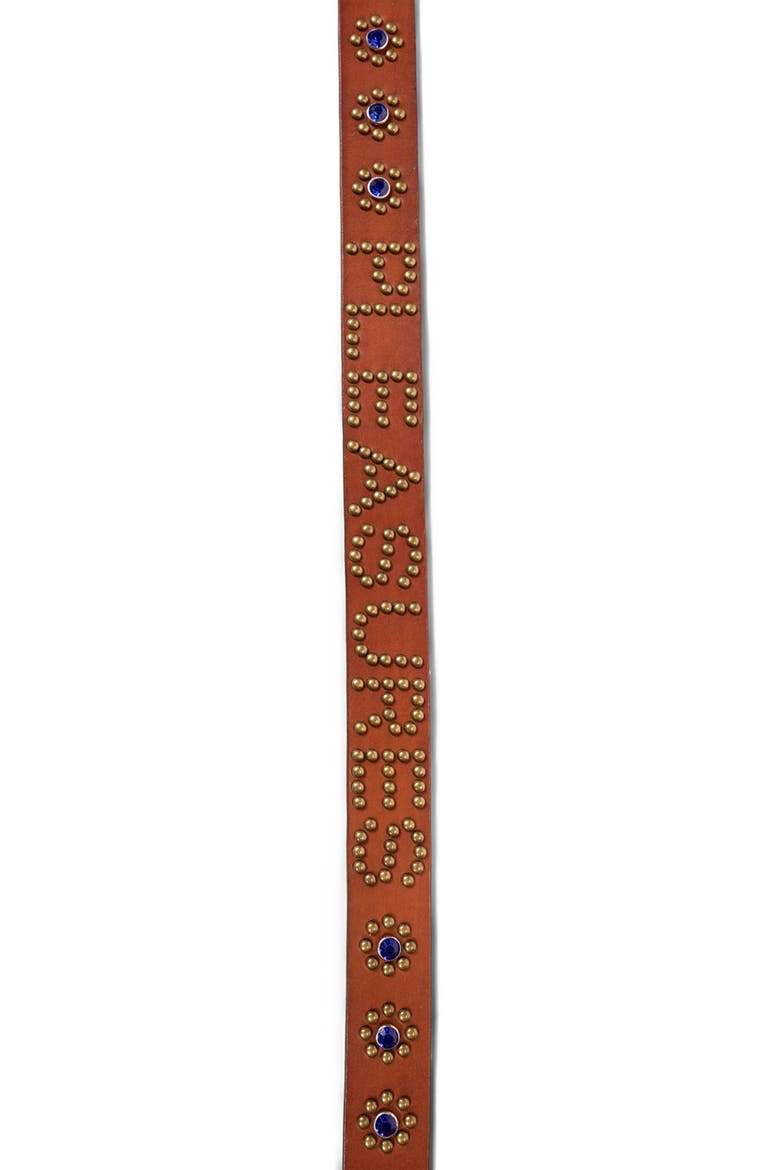 Stud Leather Belt, Alternate, color, BROWN