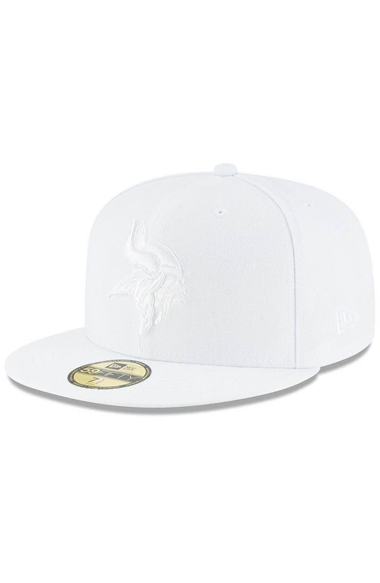 New Era Men's New Era Minnesota Vikings White on White 59FIFTY Fitted Hat, Main, color,