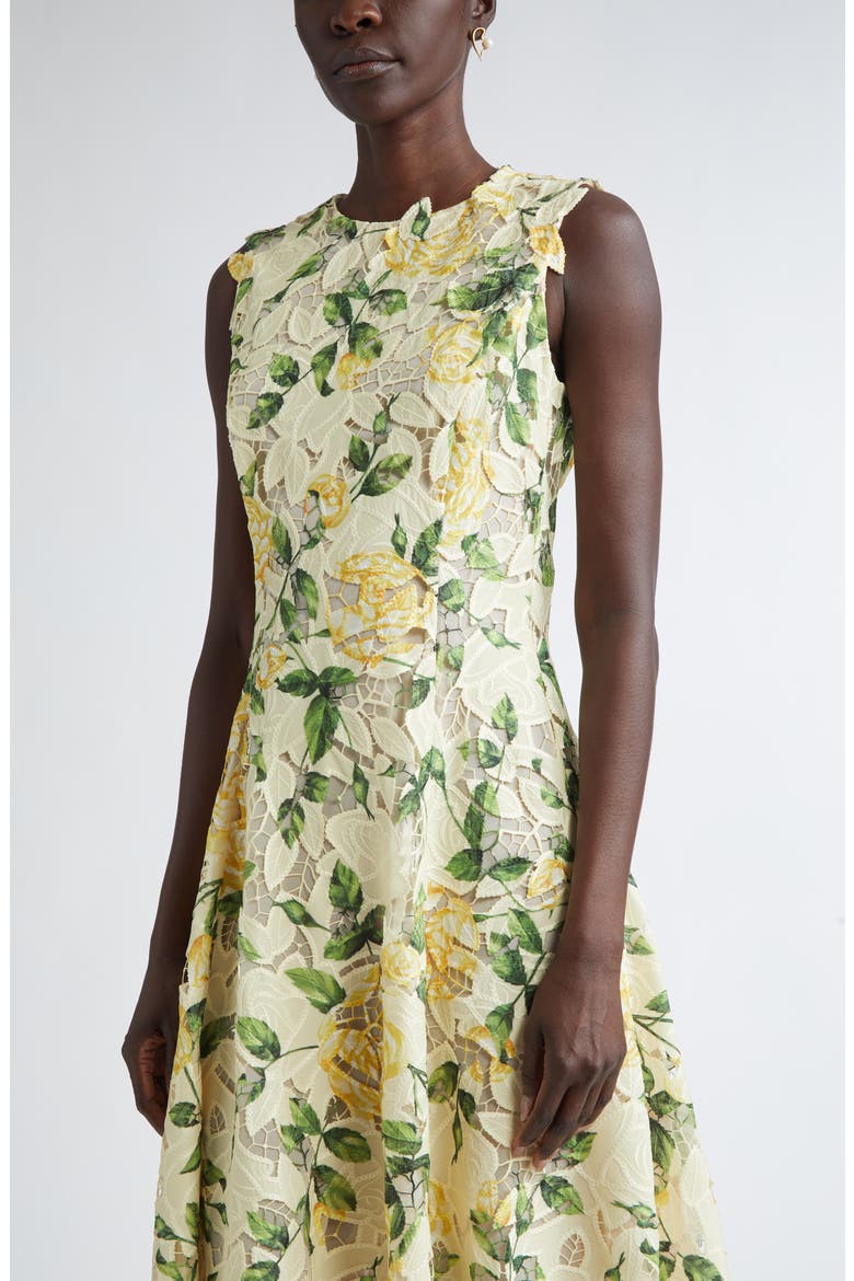 English Rose Guipure Lace Fit & Flare Dress, Alternate, color, YELLOW/ SOFT YELLOW