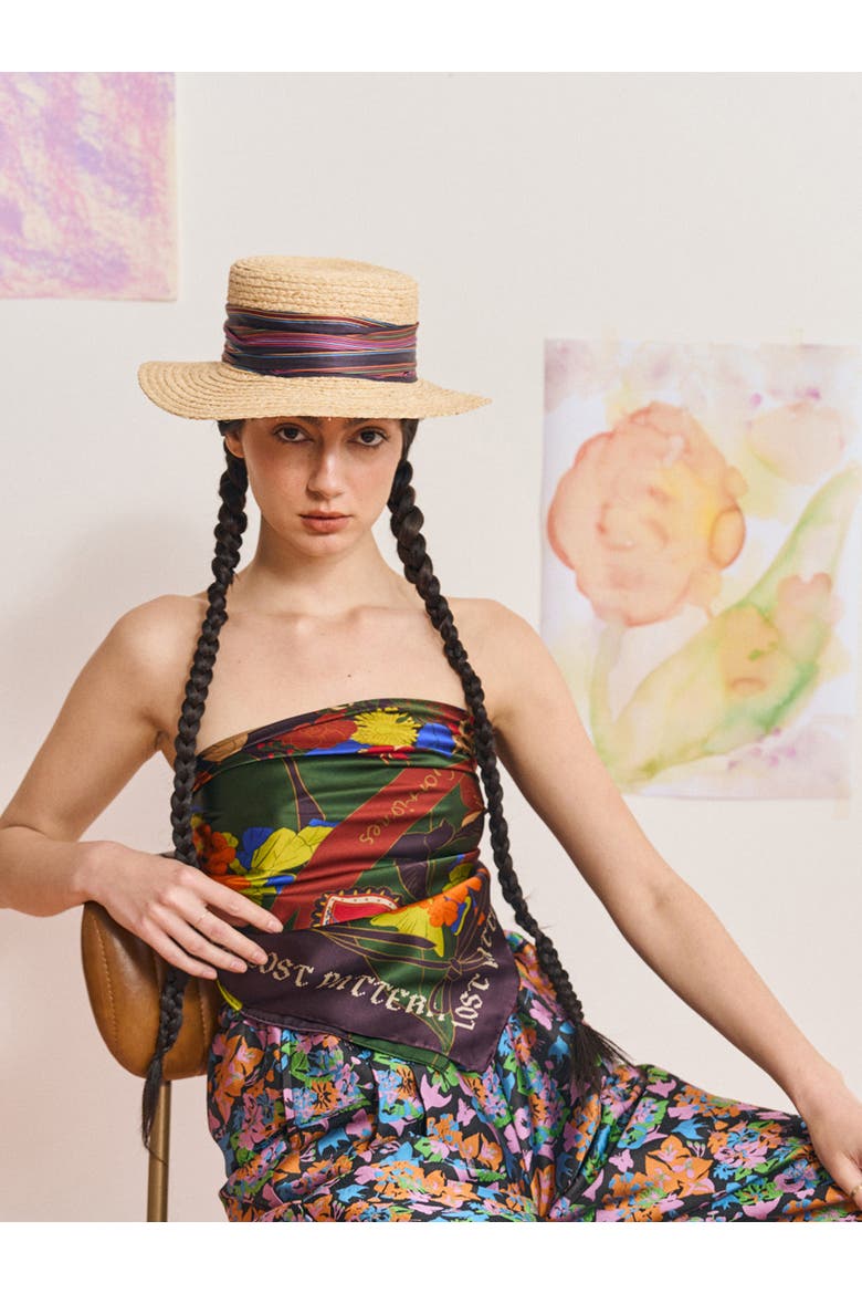 "Frida's Garden" Straw Hat with Ribbon Band, Alternate, color, Purple