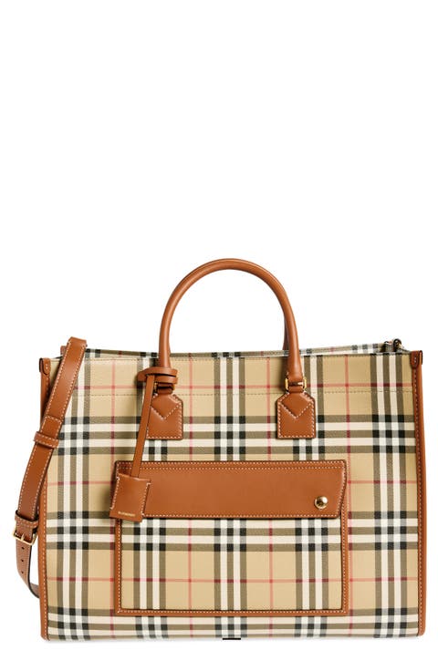 Medium Freya Check Coated Canvas Tote