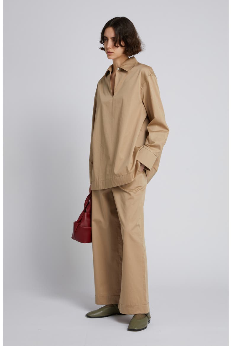 Abano Oversize Long Sleeve Cotton Shirt, Alternate, color, BEIGE