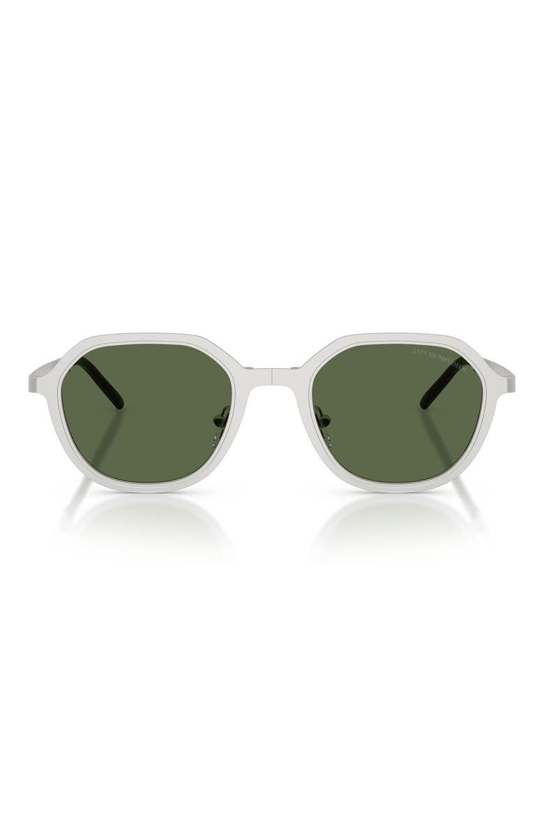 51mm Round Sunglasses, Main, color, MATTE SILVER / DARK GREEN