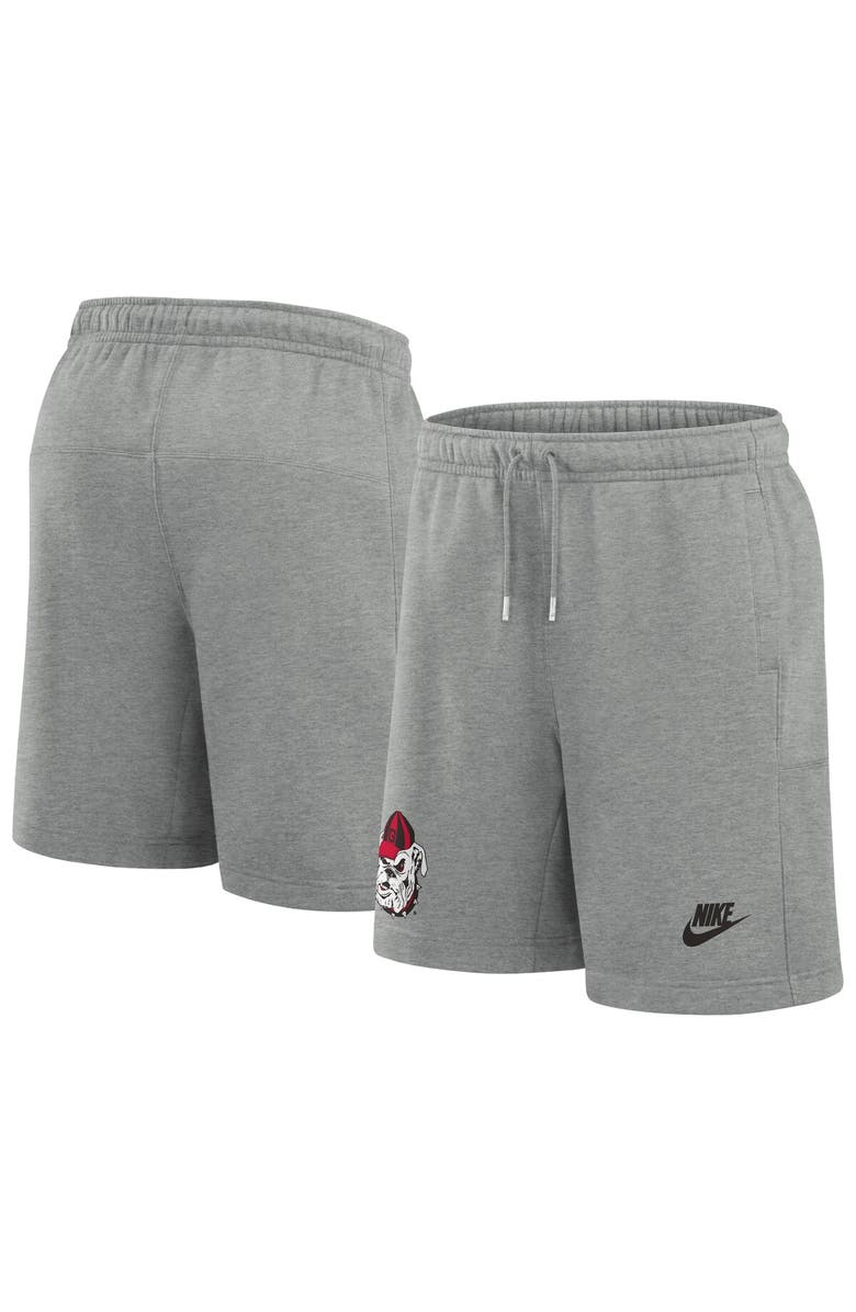 Nike Men's Nike Heather Gray Georgia Bulldogs Legacy Essential Fleece Shorts, Main, color, 