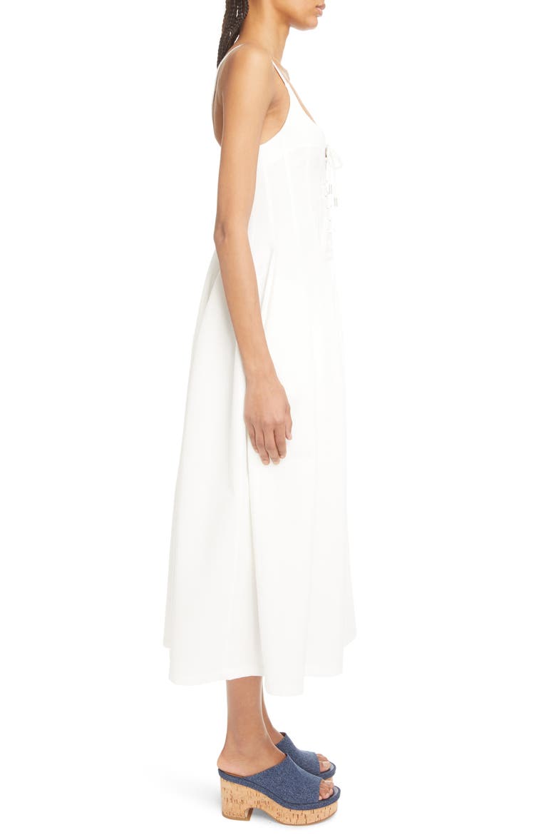 Lace-Up Cotton Dress, Alternate, color, 107-ICONIC MILK