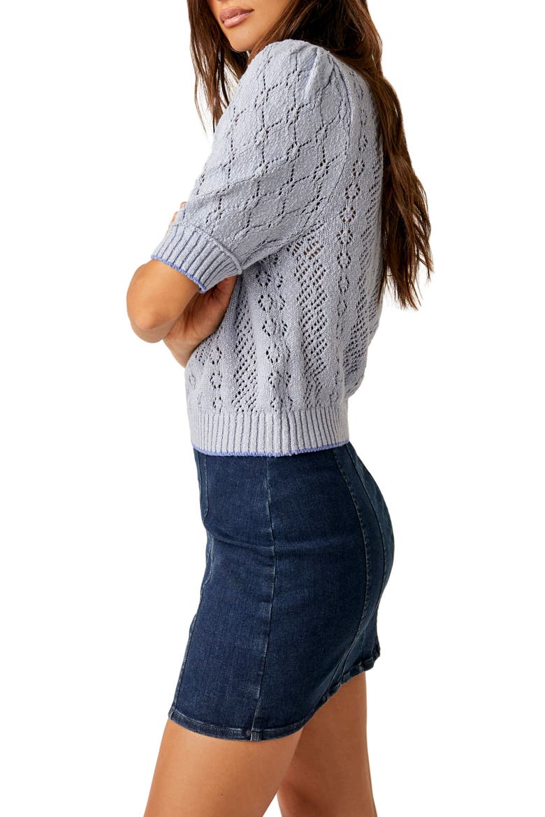 Eloise Open Stitch Puff Shoulder Sweater, Alternate, color, FALLING WATER COMBO