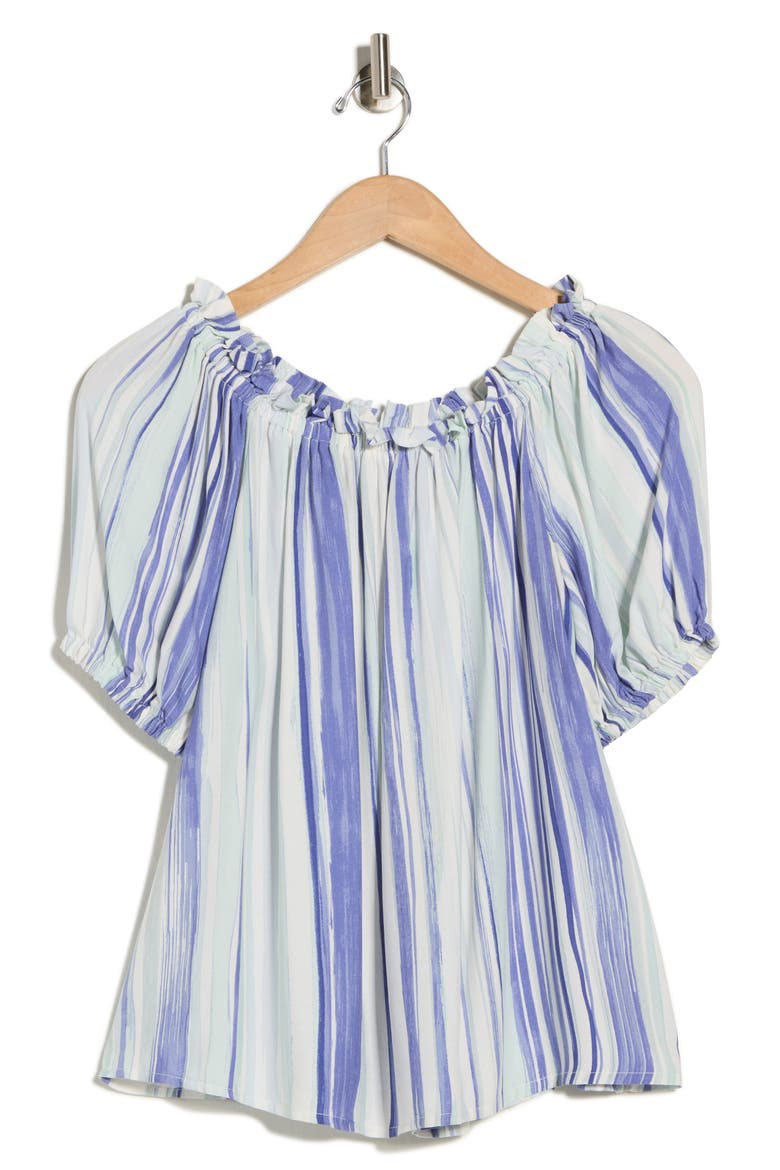 Off the Shoulder Balloon Sleeve Top, Alternate, color, ICE LAGOON