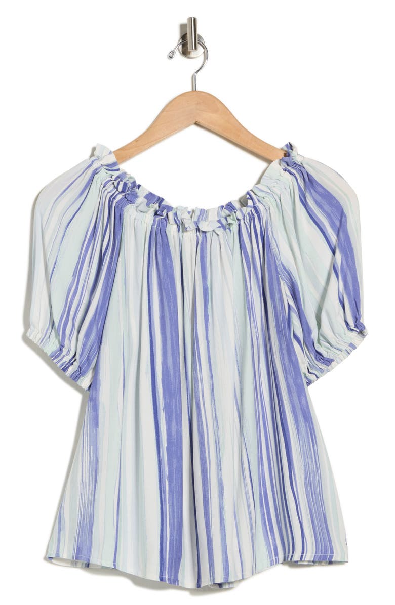 Vince Camuto Off the Shoulder Balloon Sleeve Top, Alternate, color, Ice Lagoon