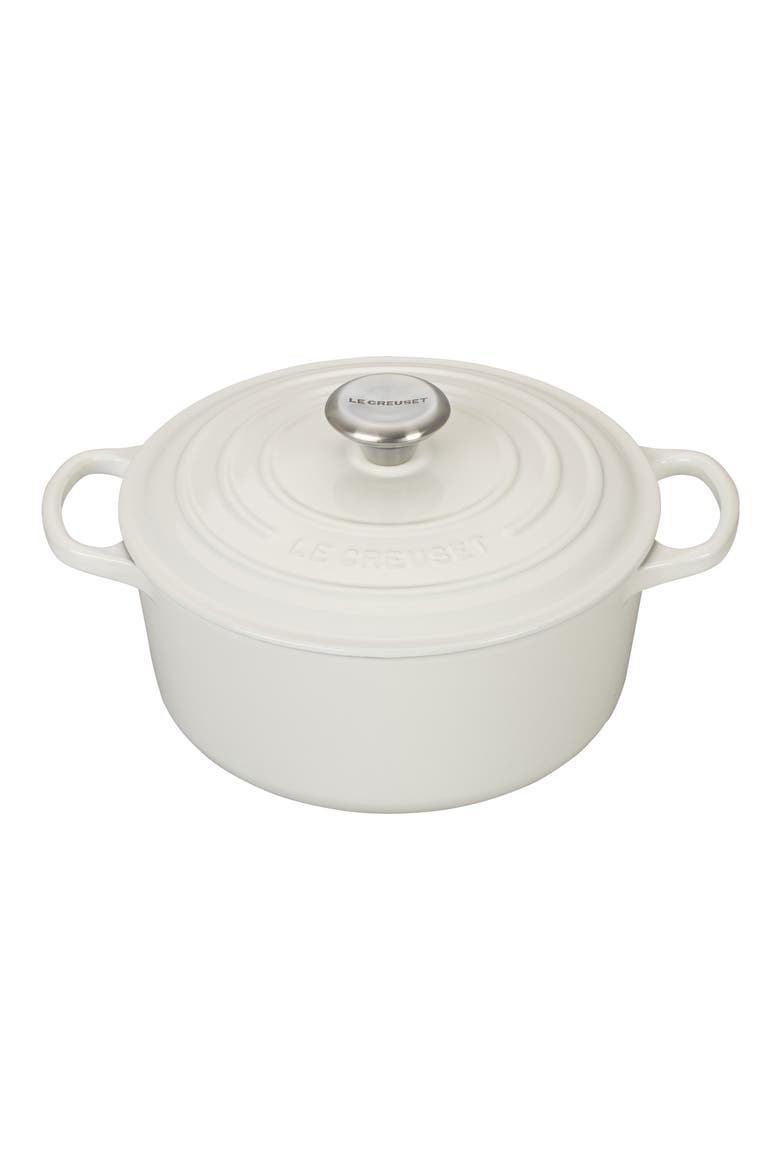 Signature 4.5-Quart Round Enamel Cast Iron Dutch Oven, Main, color, WHITE