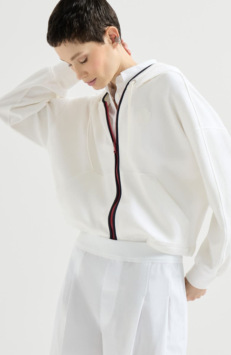 Brunello Cucinelli Hooded sweatshirt with logo, Alternate, color, White