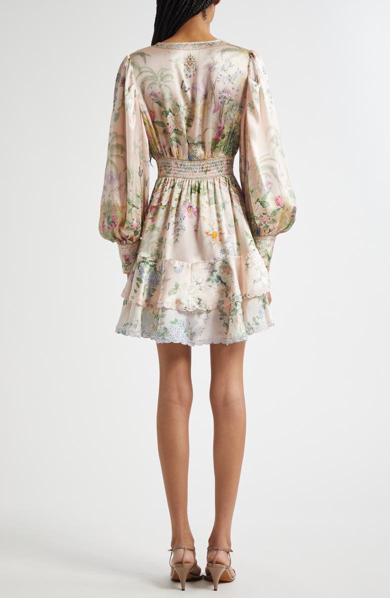 Camilla Button Front Long Sleeve Silk Charmeuse Minidress, Alternate, color,