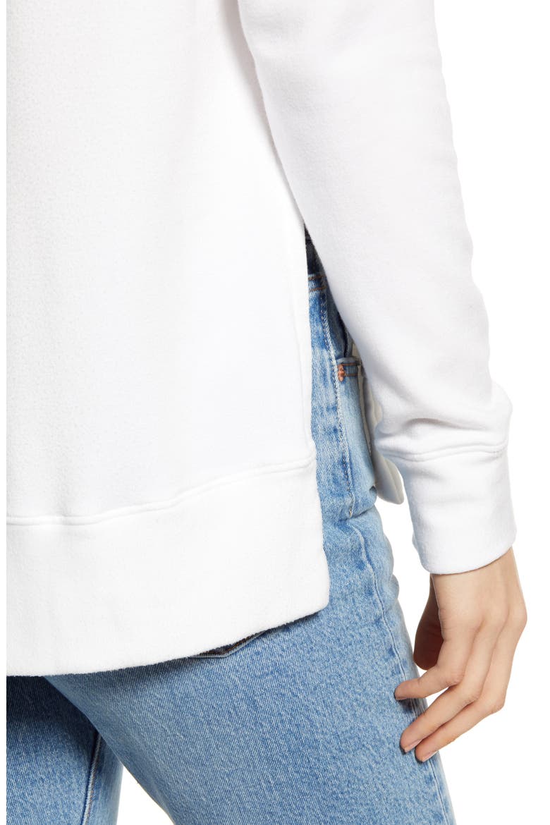 Side Slit Fleece Pullover, Alternate, color, WHITE