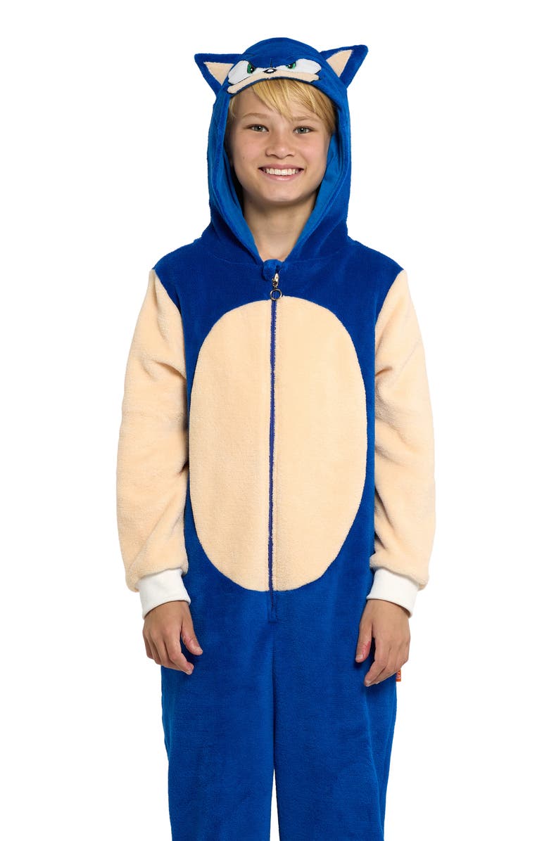 OppoSuits Kids' Sonic the Hedgehog<sup>®</sup> One-Piece Hooded Jumpsuit, Alternate, color, Blue