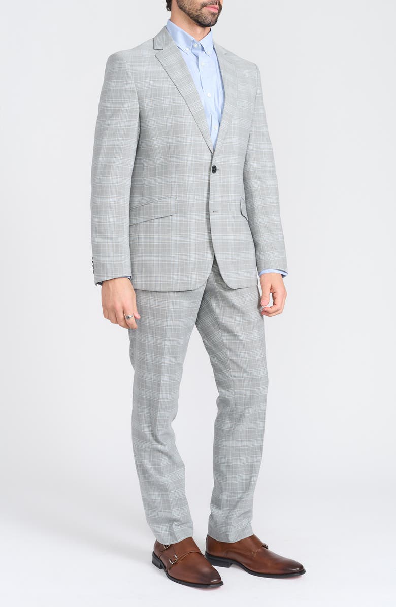 SAVILE ROW CO Hoxton Grey Plaid Stretch Suit, Alternate, color, Grey