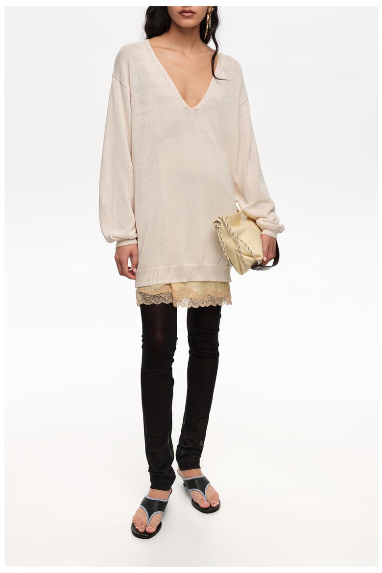 Cotton V-Neck Sweater, Alternate, color, IVORY