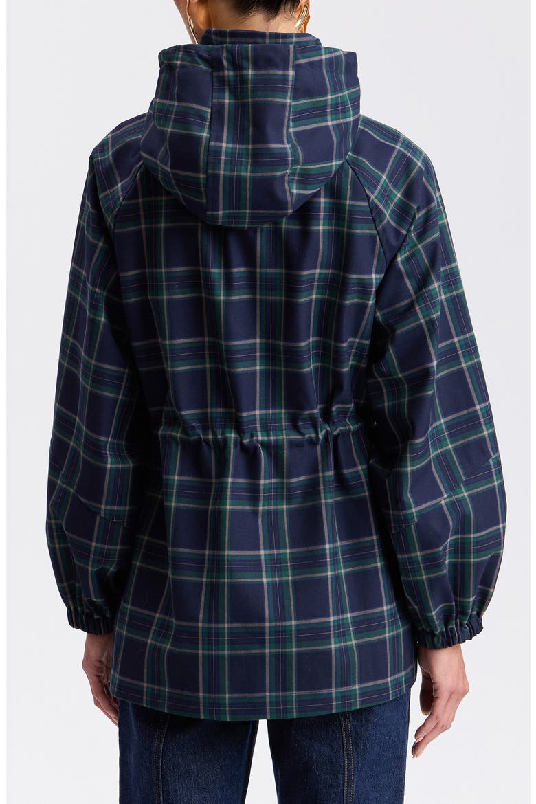 Plaid Hooded Anorak, Alternate, color, NAVY-GREEN PLAID