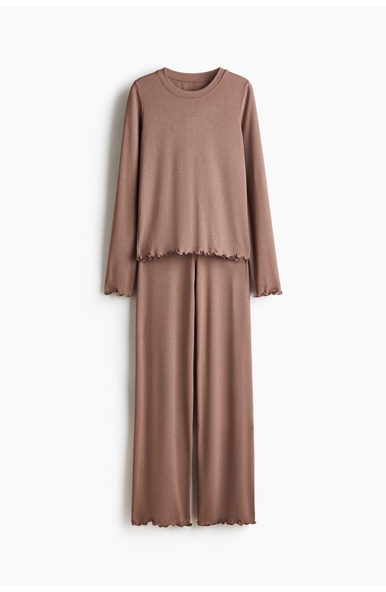 H&M Brushed Jersey Pyjamas, Main, color, Taupe Melange