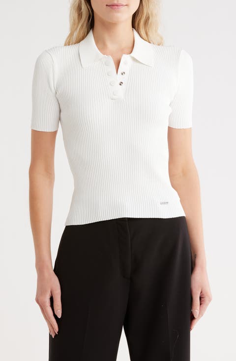 Ribbed Polo Sweater