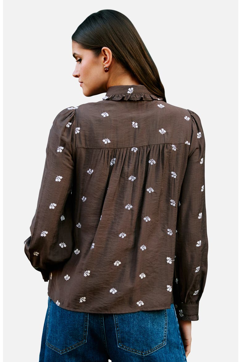 Viscose Daisy Embroidered Shirt, Alternate, color, Brown