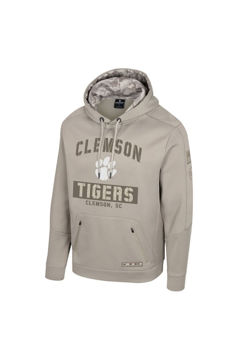 Men's Colosseum Oatmeal Clemson Tigers Big & Tall Operation Hat Trick Battalion Hoodie Sweatshirt, Alternate, color, Oatmeal