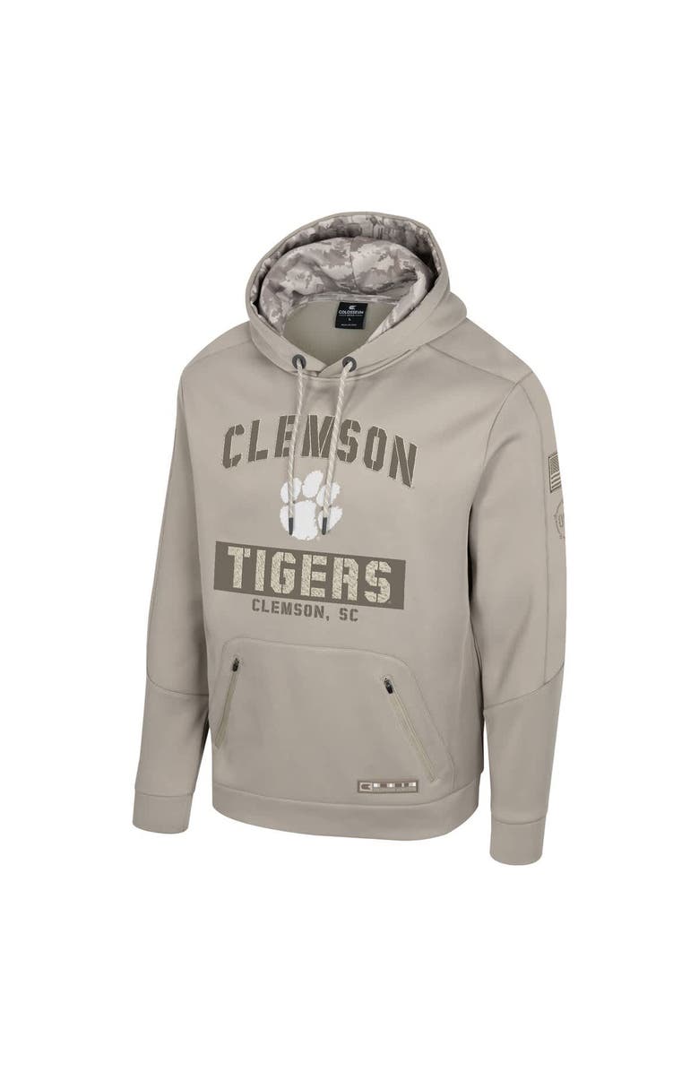 COLOSSEUM Men's Colosseum Oatmeal Clemson Tigers Big & Tall Operation Hat Trick Battalion Hoodie Sweatshirt, Alternate, color, Oatmeal