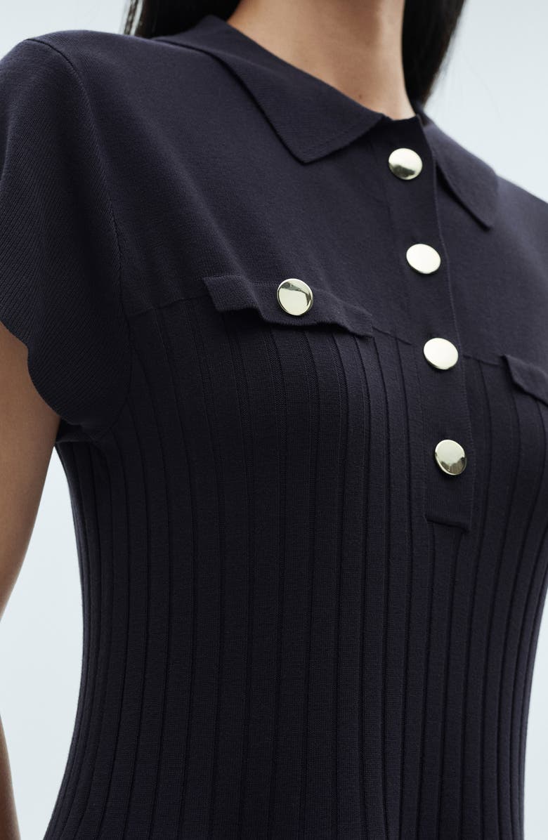 MANGO Fit & Flare Sweater Shirtdress, Alternate, color, Navy