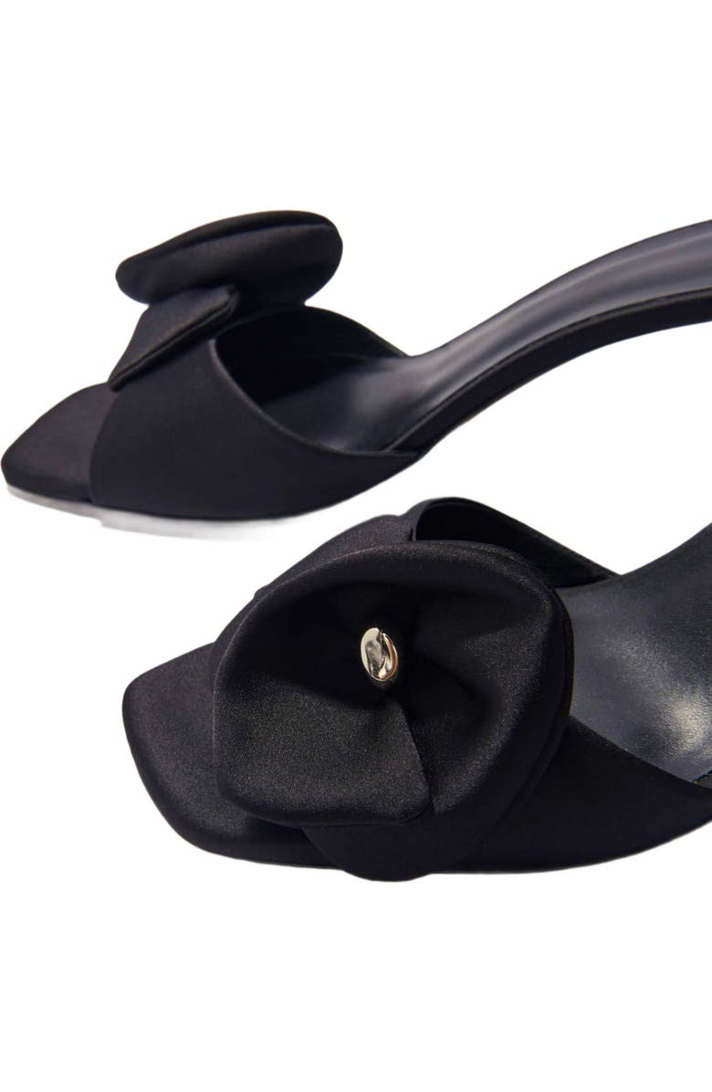 maje Textile mules with satin flower, Alternate, color,
